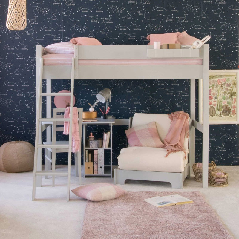 Little Folks Fargo High Sleeper Loft Bed With Futon & Storage Desk – Available in 3 colours