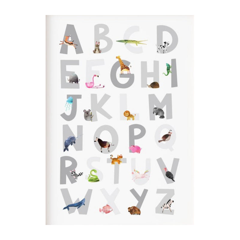 Little Doodle Grey ABC Print