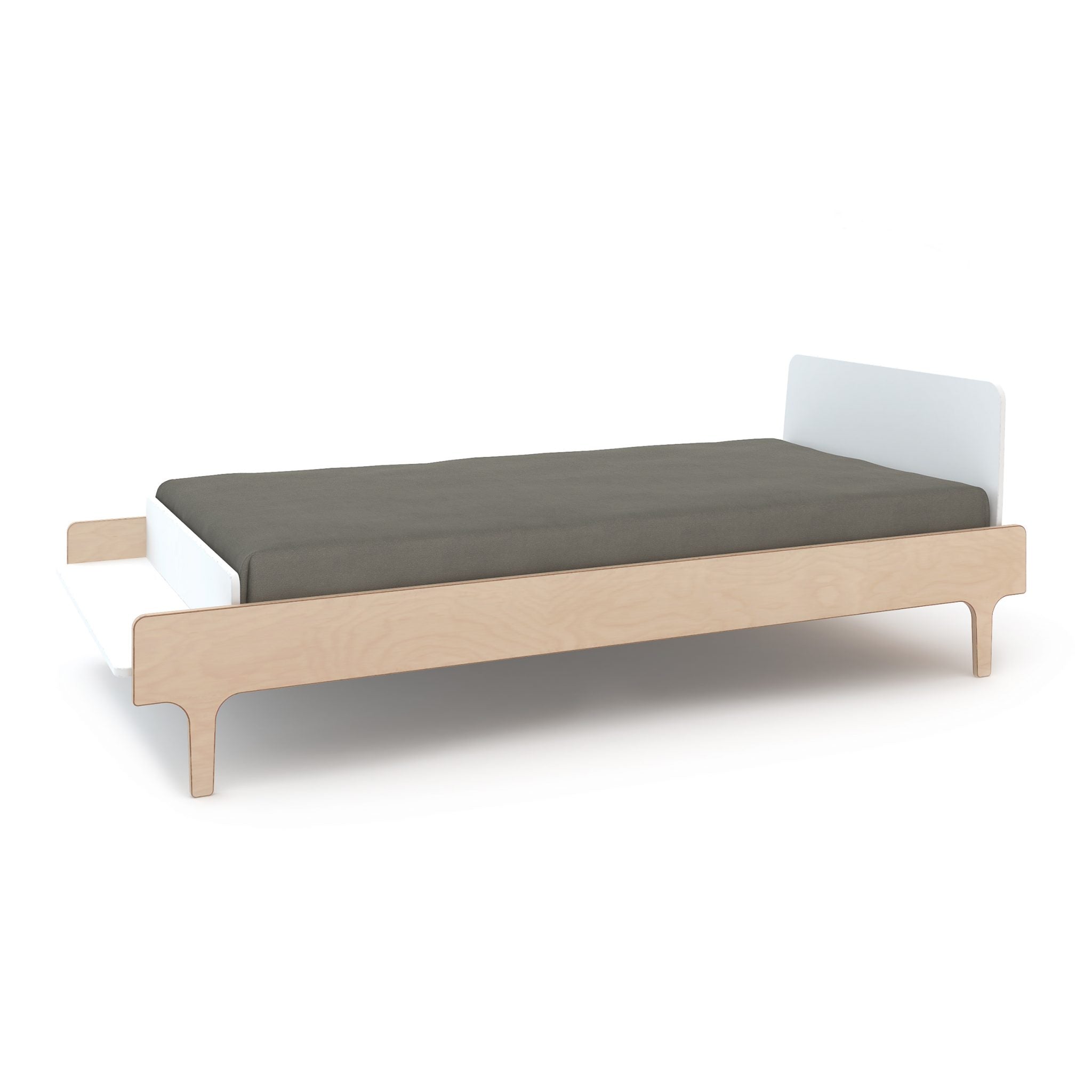 Oeuf River Single bed with optional trundle in White & Birch
