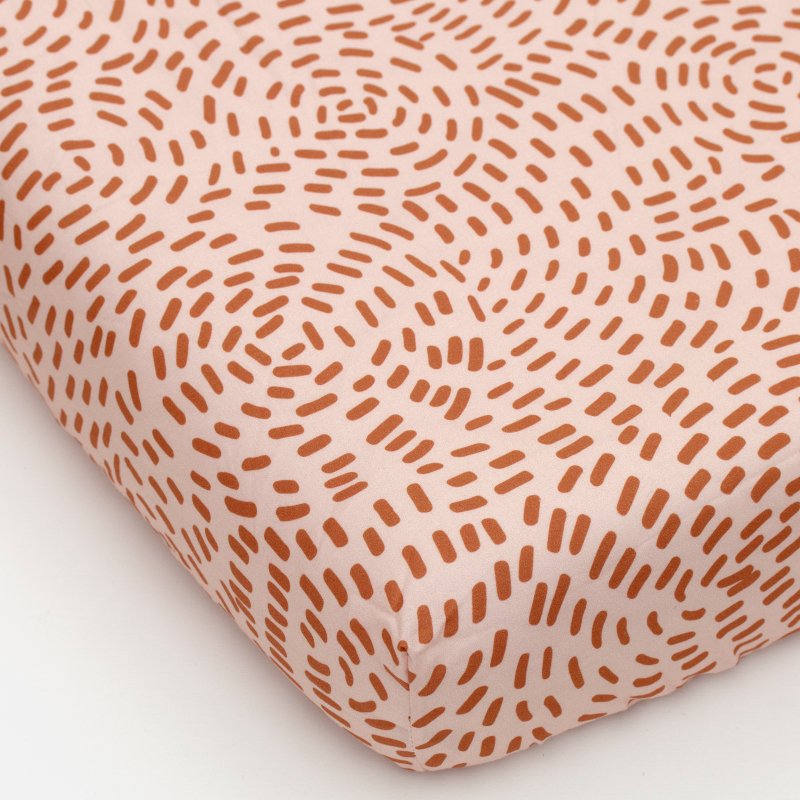 Single Fitted Sheet in Flow Pink and Rust