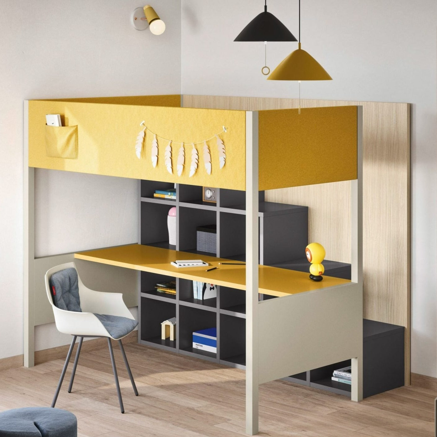 Nidi Loft Bed with Integrated Steps and Desk